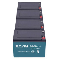 Pack 4 baterías para patinete eléctrico de 12V 14Ah C2 ciclo profundo Aokly 6-DZM-14 (6-DZF-12, 6-DZM-12, 6-DJM-12) - 4x6-DZM-14