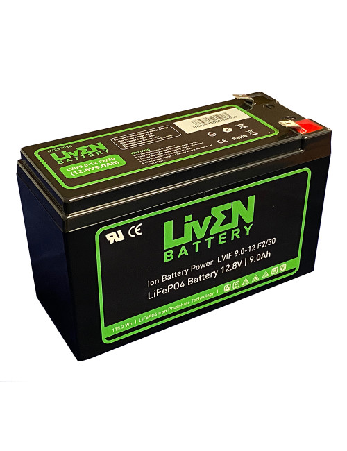 Bateria de lítio LiFePO4 12,8V 9Ah 115,2Wh 30A Liven LVIF9.0-12/30 - 1