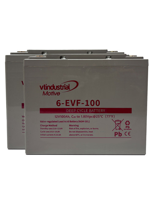 Pacote 2 baterias para empilhadores e porta-paletes ES10 3300 de 12V 100Ah C20 ciclo profundo Industrial Motive 6-EVF-100 - 1