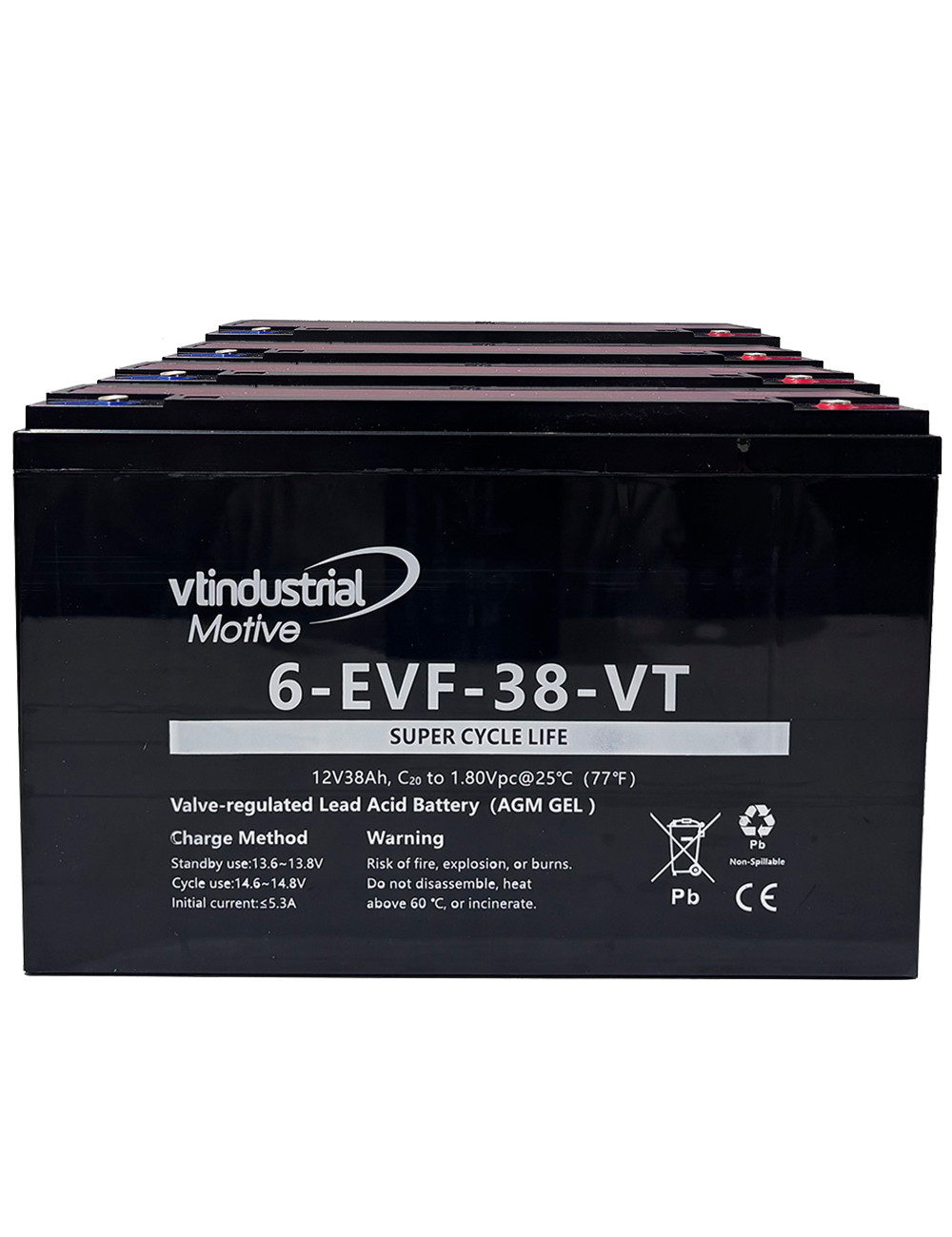 Bateria Mini Dumper Campeon E-MD500H (48V) pacote 4 baterias 12V 38Ah C20 6-EVF-38 (6-EVF-32,6-EVF-35, 6-EVF-36) - 1