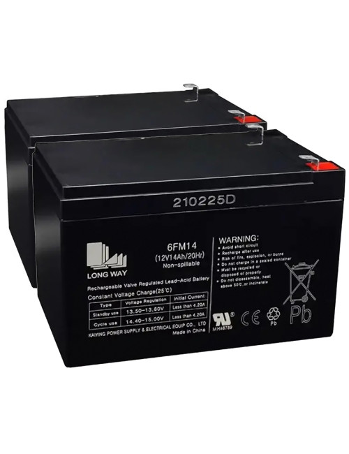 Pack 2 baterías para patinete, quad y scooter eléctrico de 12V 14Ah C20 ciclo profundo Longway 6FM14 - 2x6FM14R -  -  - 1