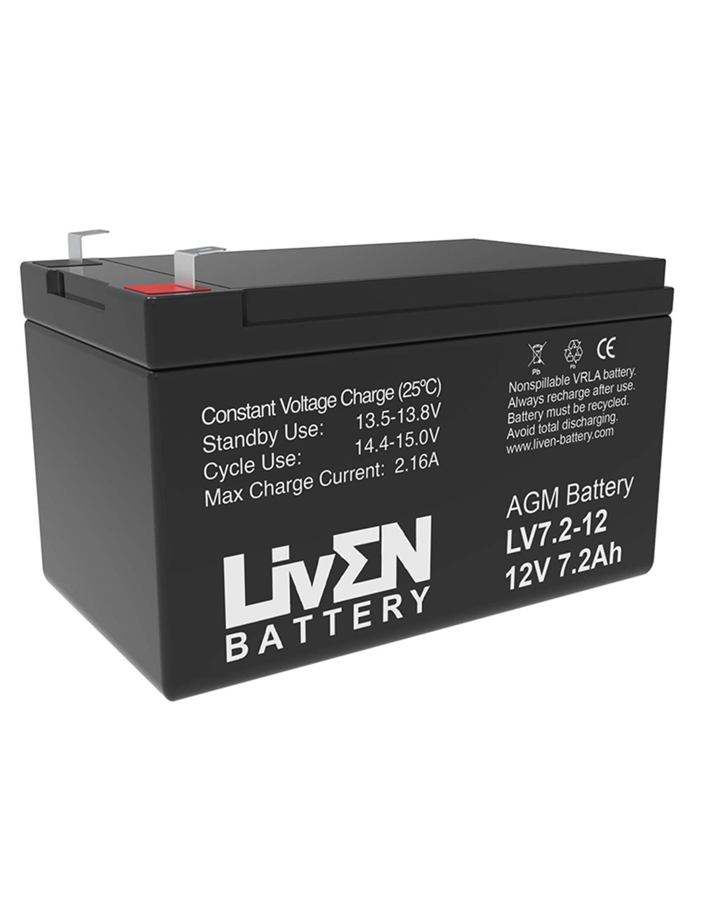 Batería para alarma 12V 7,2Ah Liven LV7.2-12 F2 - LV7.2-12 -  -  - 1