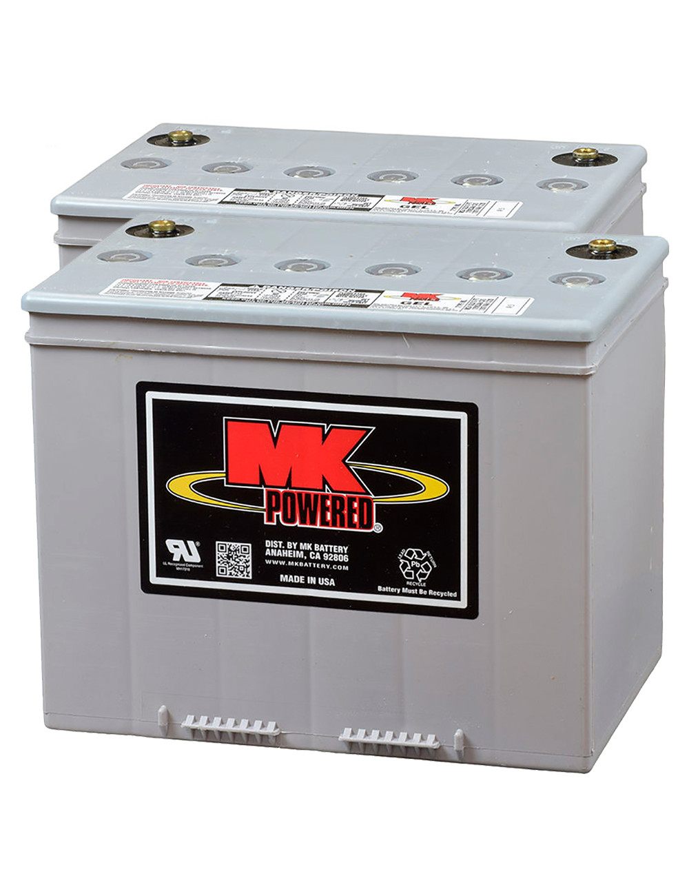 Pack 2 baterías de gel para silla de ruedas y scooter eléctrico de 12V 73,6Ah C20 ciclo profundo MK Powered M24 SLD G FT - 2xM24