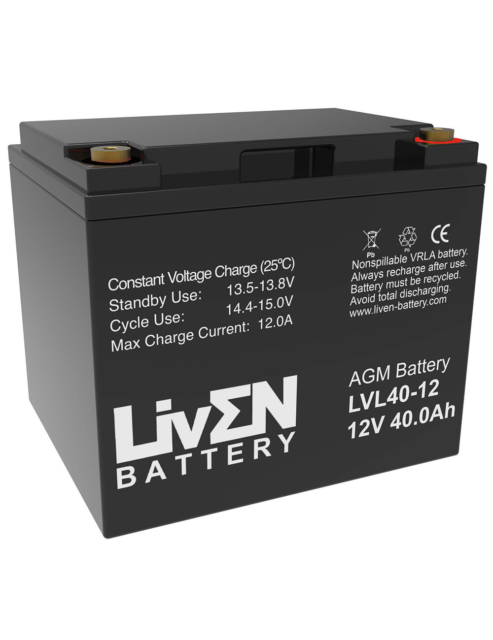 Bateria 12V 40Ah C20 longa vida Liven LVL40-12 - 1