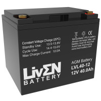 Bateria 12V 40Ah C20 longa vida Liven LVL40-12 - 1