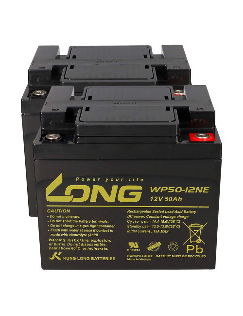 Pack 2 baterías para Invacare Orion de 12V 50Ah C20 ciclo profundo Long WP50-12NE - 2xWP50-12NE -  -  - 1