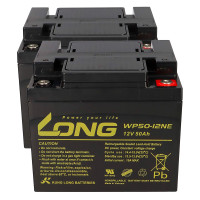 Pack 2 baterías para Invacare Orion de 12V 50Ah C20 ciclo profundo Long WP50-12NE - 2xWP50-12NE -  -  - 1