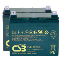 Pacote 2 baterias gel para cadeira de rodas e scooter eléctrico de 12V 39Ah C20 ciclo profundo CSB EVH12390 - 1