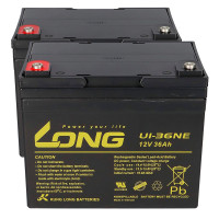 Pack 2 baterías para scooter eléctrico Revo 2.0 de 12V 36Ah C20 ciclo profundo Long U1-36NE - 2xU1-36NE -  -  - 1