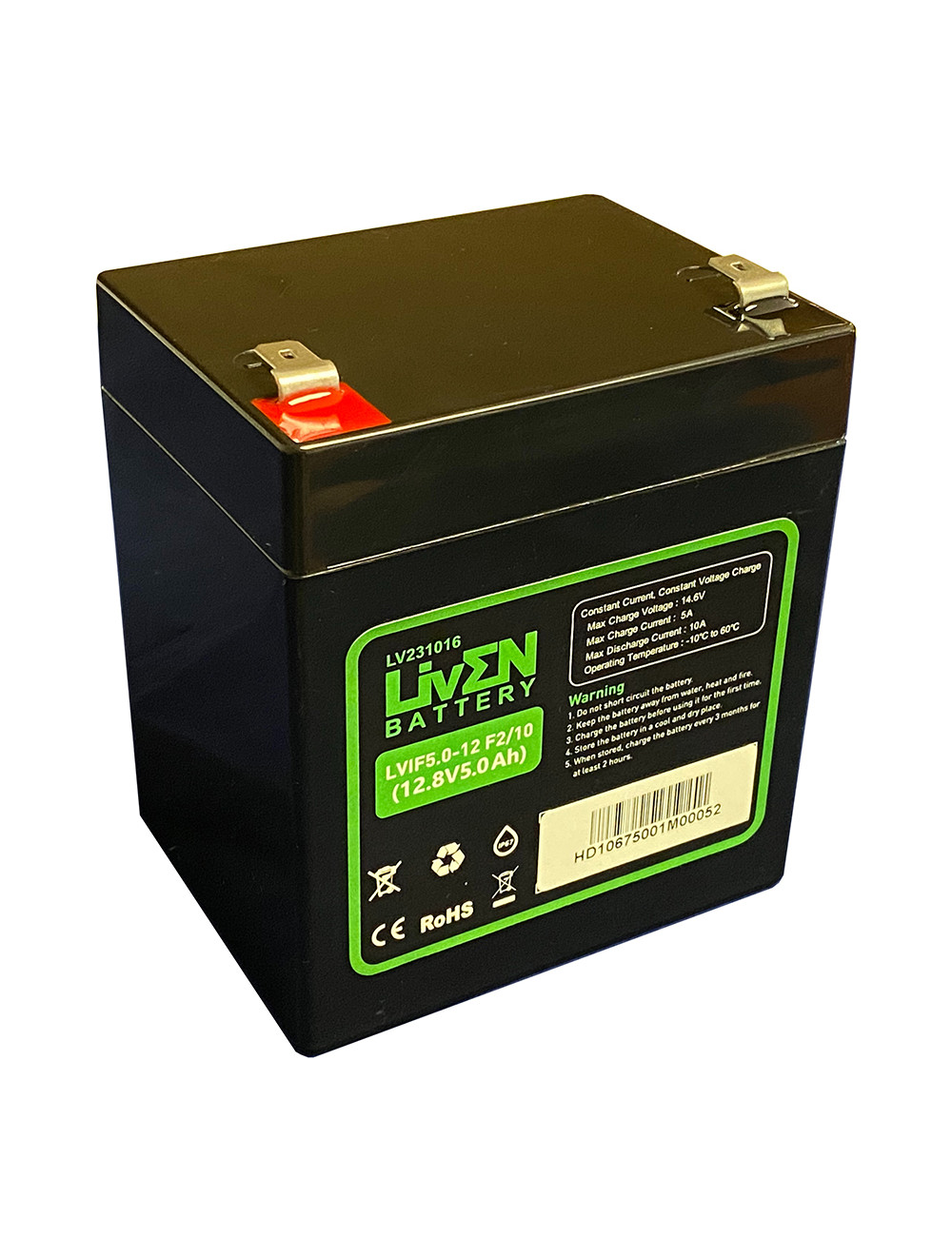 Bateria lítio LiFePO4 12,8V 5Ah 0.2C 64Wh 10A Liven LVIF5.0-12/10 - 1