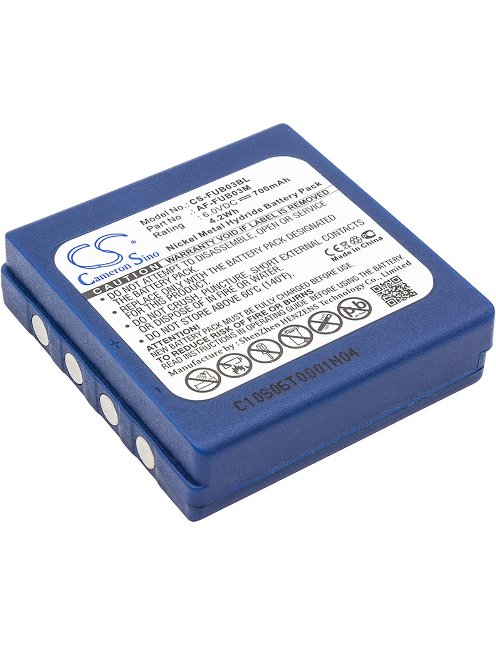 Batería compatible HBC Radiomatic FUB3A, FUB03A, AF-FUB03M, BA203060, BA222060 de 6V 700mAh - AB-FUB03 -  - 4894128053040 - 1