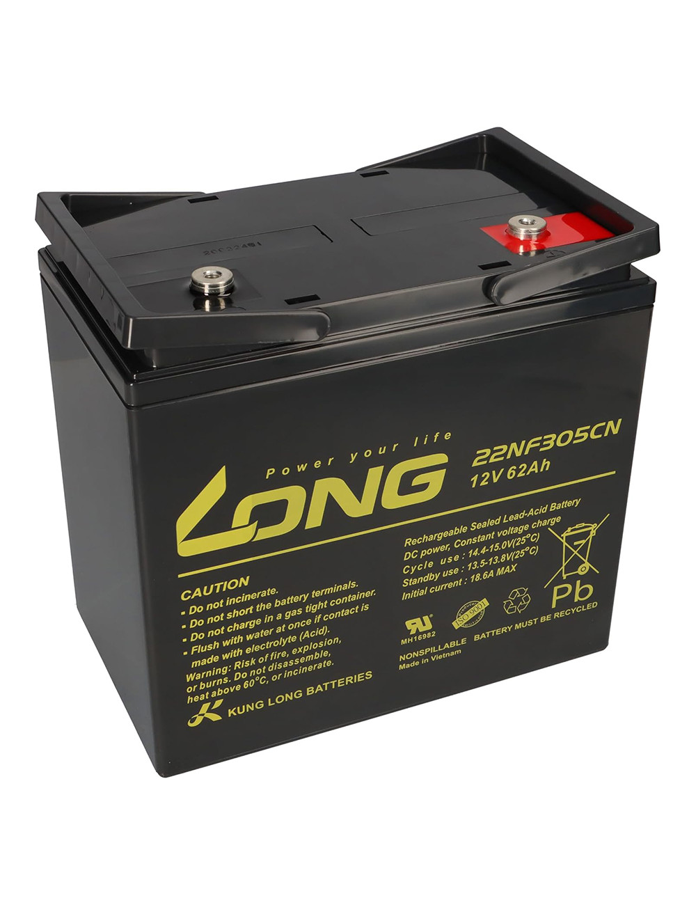 Bateria 12V 62Ah C10 ciclo profundo Long 22NF305CN - 1
