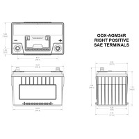 Batería para Thermo King 12V 68Ah C20 850CCA Odyssey Extreme ODX-AGM34R (equivalente Service Part No. 2030777) - ODX-AGM34R -  -