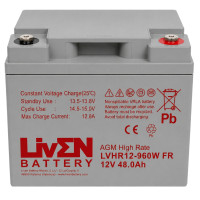 Batería 12V 48Ah C20 960W M6 alta descarga y larga vida Liven LVHR12-960W - LVHR12-960W -  -  - 1
