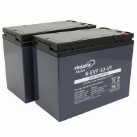 Baterias para Teyder Tron e Tron Plus. Pacote de 2 baterias de gel 12V e 52Ah de ciclo profundo 6-EVF-52 - 1
