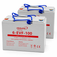 Pack 2 baterías para apiladores y carretillas ES10 3300 de 12V 100Ah C20 ciclo profundo Industrial Motive 6-EVF-100 - 2x6-EVF-10