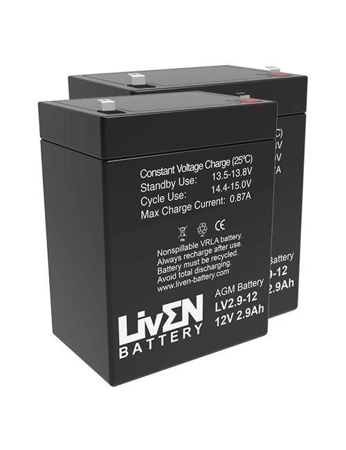 Pack 2 baterías (24V) para grúa Sunrise Medical Sunlift G130R de 12V 2,9Ah LivEN LV2.9-12 - 2xLV2.9-12 -  -  - 2