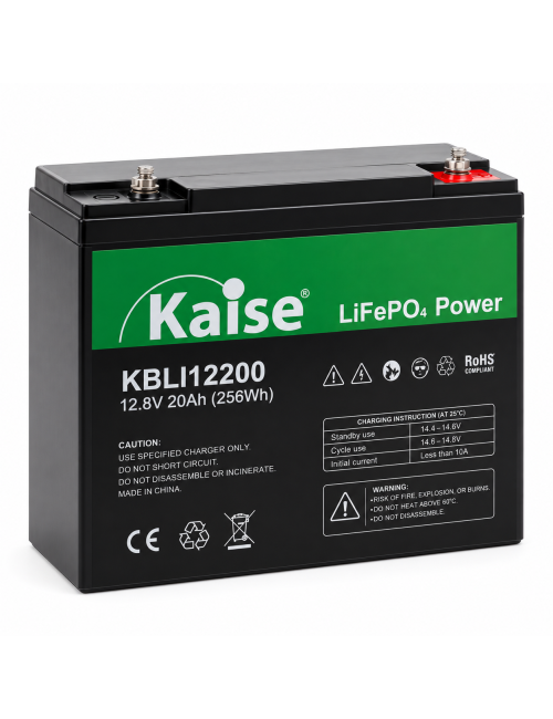Batería LiFePO4 12,8V 20Ah 256Wh Kaise KBLI12200 - KBLI12200 -  -  - 1