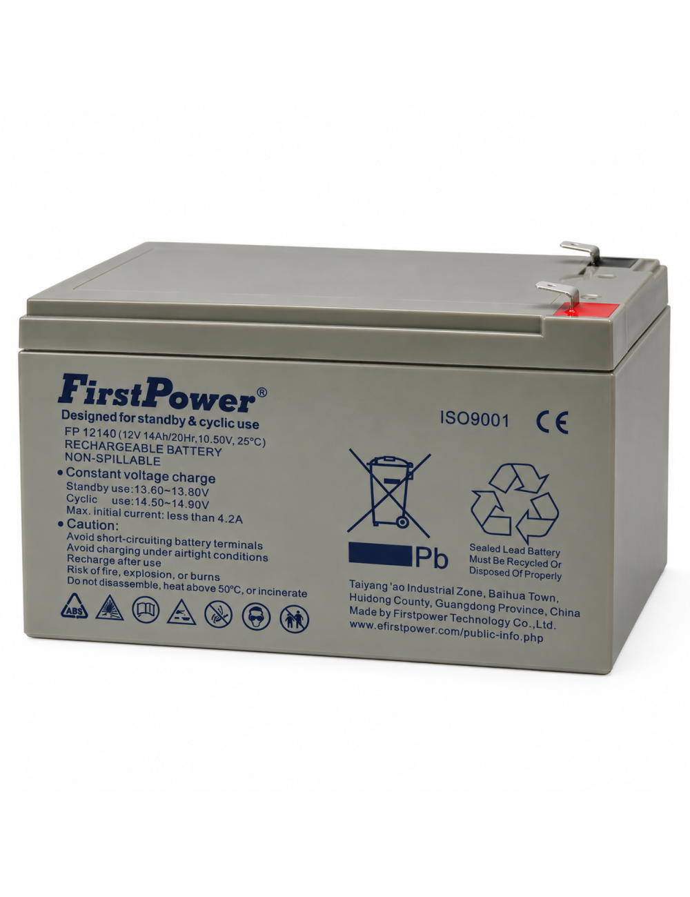 Bateria 12V 14Ah C20 ciclo profundo FirstPower FP12140 - 1