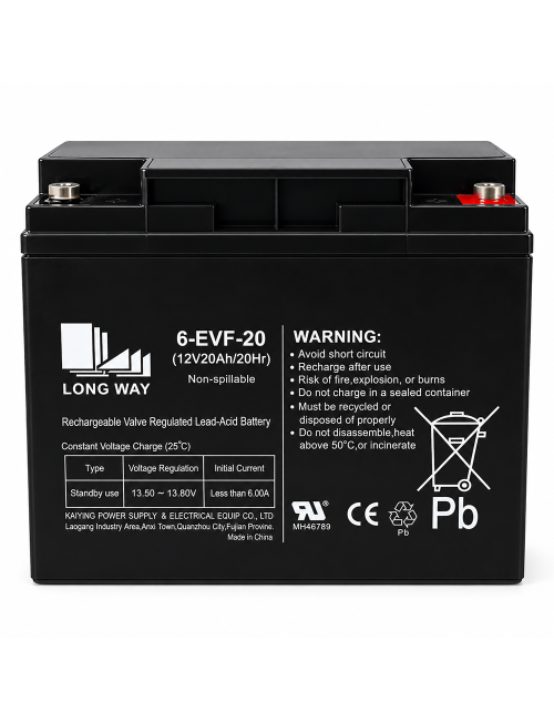 Batería 12V 20Ah C20 de ciclo profundo Longway 6-EVF-20 - 6-EVF-20 -  -  - 1
