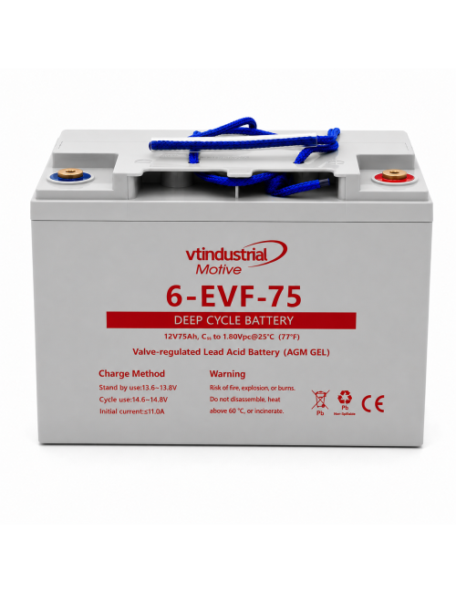 Batería gel híbrido 12V 75Ah C20 ciclo profundo Industrial Motive 6-EVF-75 - 6-EVF-75 -  -  - 1