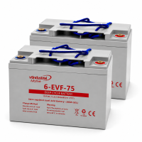 Pacote 2 baterias de gel para cadeira de rodas e scooter eléctrico 12V 75Ah C20 ciclo profundo Industrial Motive 6-EVF-75 - 1