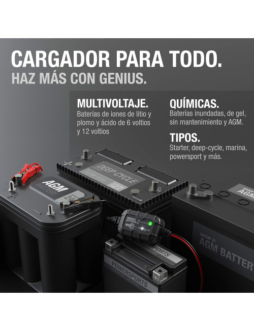 Cargador y mantenedor de baterías 6V/12V 2A NOCO GENIUS2 - GENIUS2 -  -  - 5