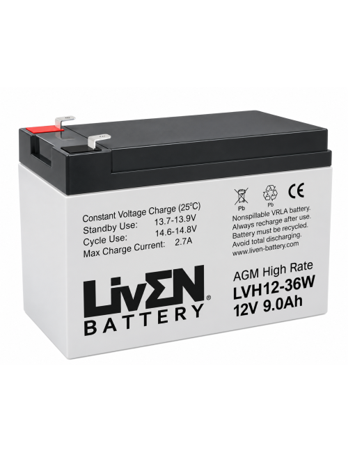 Batería 12V 9Ah C20 36W alta descarga Liven LVH12-36W - LVH12-36W -  -  - 1