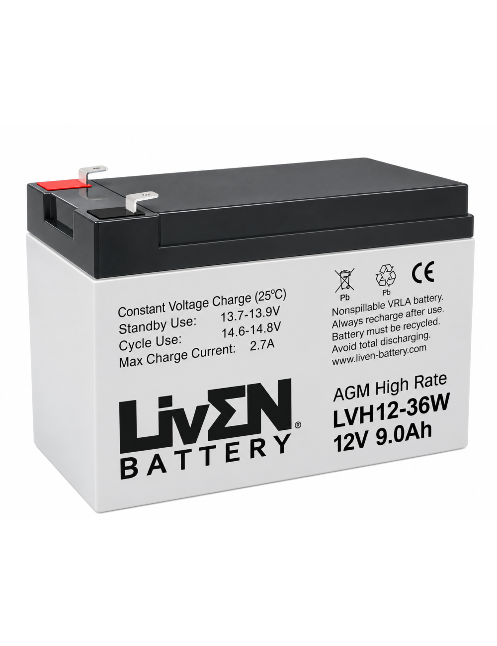 Batería 12V 9Ah C20 36W alta descarga Liven LVH12-36W - LVH12-36W -  -  - 1