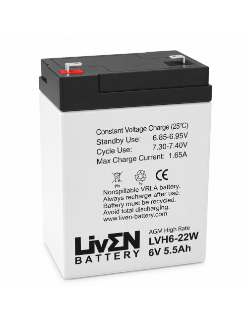 Bateria para escala e balança 6V 5,5Ah C20 22W alta descarga Liven LVH6-22W - 1