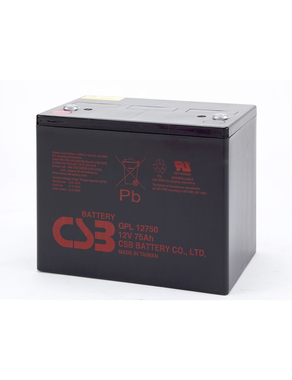 Batería plomo AGM 12V 75Ah CSB serie GPL - CSB-GPL12750 -  -  - 1