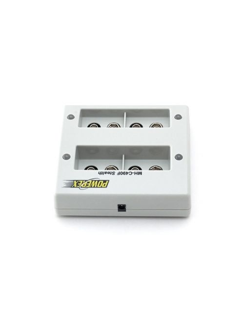 Carregador para pilhas de 9V com 4 bancos de carga independentes, controlo de carga por microprocessador e adaptador para carro.